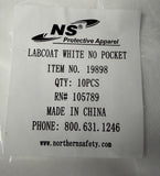 Pack of (10) Northern Safety 19898 Disposable Polypropylene Labcoat White