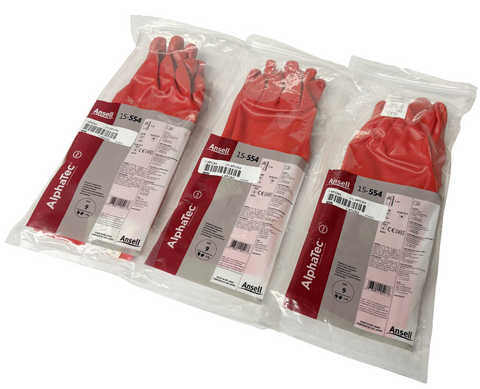 Lot of (3) Ansell 15-554 Chemical Resistant Glove Size 9 14" Long 8PCN4