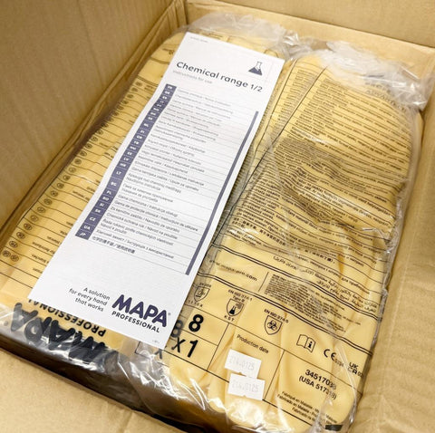 Lot of (72) Mapa Professional Advantech 517 Tripolymer PPE Gloves Size 8 517318