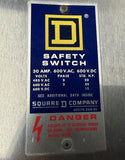 Square D HU361DS Heavy Duty Safety Switch Series E1 Non-Fusible 30A 600V 3-Pole