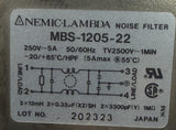 Nemic-Lambda MBS-1205-22 Noise Filter 250V 50/60Hz 5A 202323