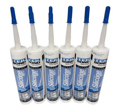 Tek Bond Clear 100% Silicone Caulk Adhesive Window & Door 10.1 OZ (6 Pack)