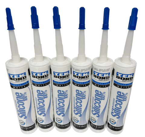 Tek Bond White 100% Silicone Caulk Adhesive All Purpose 10.1 OZ (6 Pack)