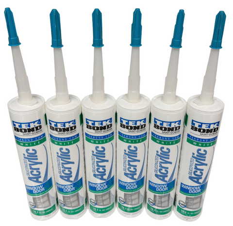 Tek Bond White Siliconized Acrylic Caulk Sealant Window & Door 10.1 OZ (6 Pack)