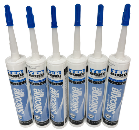 Tek Bond Clear 100% Silicone Caulk Adhesive All Purpose 10.1 OZ (6 Pack)
