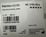 Pack of (12) Thermo Scientific 2104-0016 Wide Mouth Bottle 500mL HDPE