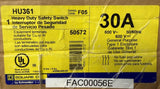 Square D HU361 Heavy Duty Safety Switch Series F05 30A 600V 3P NEMA 1