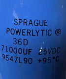 Sprague 9547L90 Powerlytic 36D Electrolytic Capacitor 71000uF 25VDC