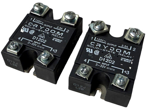 Lot of (2) Crydom D1202 Solid State Relay 3-32V Input 120V 2.5A Output