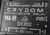 Lot of (2) Crydom D1202 Solid State Relay 3-32V Input 120V 2.5A Output