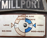 Millport 3KV II Vertical Knee Mill 50" x 10" 3HP Anilam DRO Power Feed