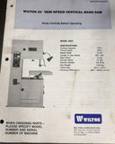 Wilton 8020 20" Variable Speed Vertical Metal Cutting Band Saw 2HP 3PH Welder