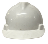 Lot of (4) MSA V-Gard 49573 Hard Hat W/ Glaregard Underbrim Type I Class E