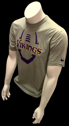 Nike Dri Fit Men's Minnesota Vikings Gray Short Sleeve Shirt NFL T-Shirt