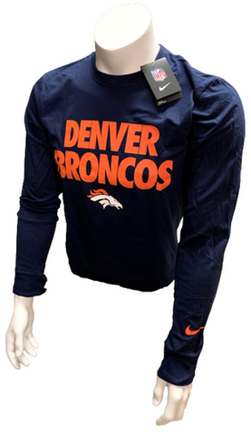 Nike Men's Denver Broncos Navy Long Sleeve Shirt NFL T-Shirt