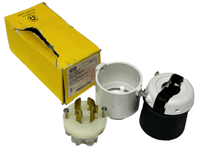 Hubbell HBL2431S Safety-Shroud Twist-Lock Plug Black/White 20A 3P 480V L16-20P