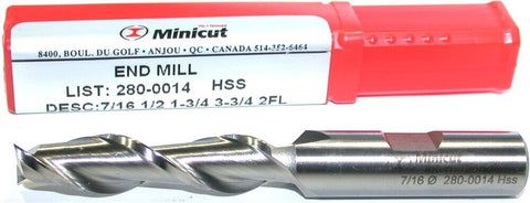 YG-1 Minicut 280-0014 3/8" Diameter 3/8" Shank 2 Flute HSS End Mill New