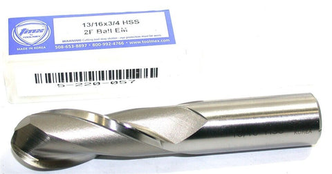 TMX 5-220-057 13/16" 2 Flute 3/4" Shank HSS Ball End Mill