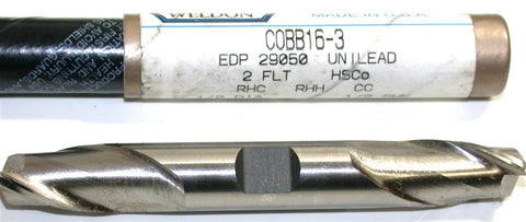 Weldon C0BB16-3 1/2" Diameter 1/2" Shank 2 Flute HSS Double End End Mill New