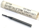 Fullerton 30758 .0781" Diameter 1/8in shank 2 Flute Solid Carbide Ball End Mill