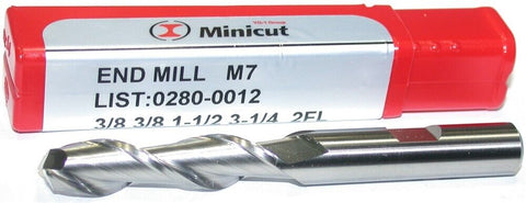 YG-1 Minicut 0280-0012 3/8" Diameter 3/8" Shank 2 Flute HSS End Mill New