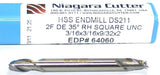 Niagara 64060 3/16" diameter Double End 2 Flute HSS End Mill New