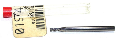 Richards .075" Diameter 1/8" Shank 4 Flute Carbide End Mill New