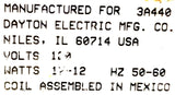 Dayton 3A440 Solenoid Coil 120V 17-12W 50-60Hz (Lot of 2)