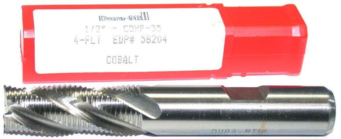 Dura-Mill 58204 1/2" Diameter 1/2 Shank 4 Flute HSS Roughing End Mill CDHF-35