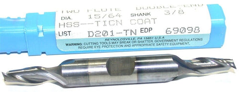 Niagara 15/64" diameter Double End TiCN Coat 2 Flute HSS End Mill 69098