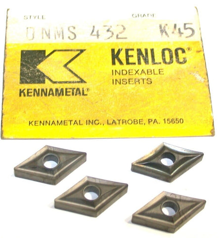 Lot of 4 Kennametal Kenloc DNMS 432 K45 Carbide Indexable Turning Inserts New