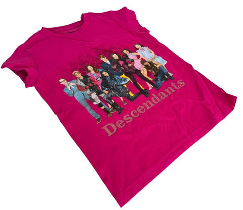 Disney Girls Descendants Cast Graphic Pink Short Sleeve Shirt Size Medium