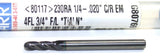 Garr Tool 80117 230RA 1/4" Diameter 4-Flute Carbide .020 Corner Radius End Mill
