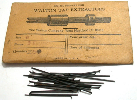 25 New Walton 12063 Spare Fingers for use with #6 3-Flute Tap Extractor