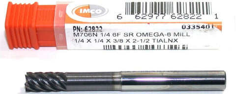IMCO 62822 1/4" Diameter 6-Flute Carbide TiAlNX Coated End Mill