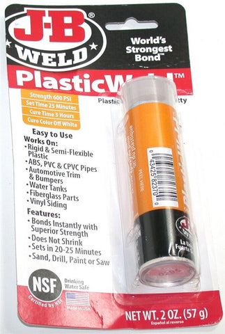 J-B Weld 8237 PlasticWeld Plastic Repair Epoxy Putty - 2 oz.