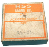 3/8-24 NF Adjustable 1 1/2" OD Round HSS Thread Die