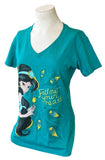 Disney Women's Aladdin Princess Jasmine Follow Your Heart Teal Shirt Size Medium