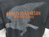 Harley Davidson Motorcycle Men's Eagle Graphic Black Short Sleeve Shirt Size L