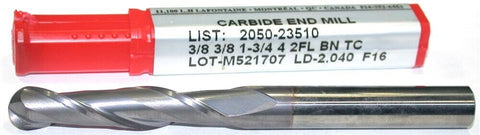 YG-1 Minicut 2050-23510 3/8" Diameter 2 Flute Solid Carbide TiCN Ball End Mill