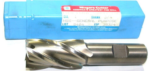 Niagara Cutter 35324 1" Diameter 3/4" Shank 4 Flute HSS End Mill New