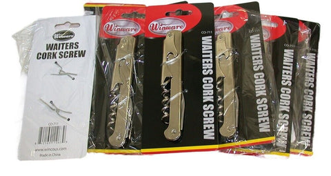 Lot of 12 New Winware Winco CO-711 Stainless Steel Waiter's Corkscrews