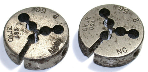Lot of 2 Greenfield O.K. Jr. 2-56 NC Adjustable Steel Thread Dies Made in USA