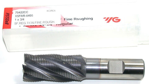 YG-1 70422CC HSSCo8 1" 5 flute Fine Pitch TiCN Coated Roughing End Mill