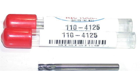 Lot of 2 HTC 110-4125 1/8" Diameter 1/8" Shank AlTiN Coated Carbide End Mill New