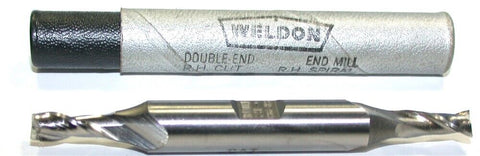 Weldon BB 7-2 7/32" 3/8" Shank 2 Flute HSS Double End End Mill New