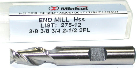 YG-1 Minicut 275-12 3/8" Diameter 3/8" Shank 2 Flute HSS End Mill New