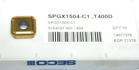 Lot of 6 Seco SPGX1504-C1 T400D Indexable Coated Carbide Drilling Inserts