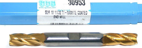 SGS 30953 11/32" (.34375") Carbide Double End Endmill 4FL 3/8" Shank TiN Coat