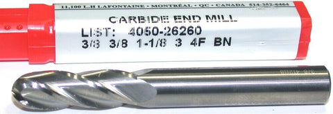 YG-1 Minicut 4050-26260 3/8" Diameter 4 Flute Solid Carbide Ball End Mill New